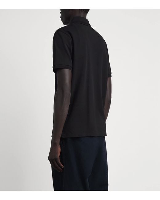 Moncler Black Cotton Logo Polo Shirt for men