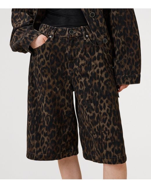 AllSaints Black Leopard Print Louie Shorts