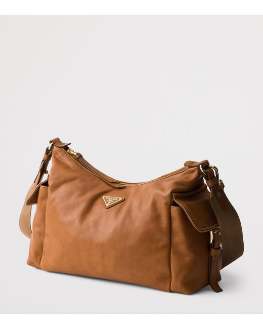 Prada Brown Large Nappa Leather Explore Shoulder Bag