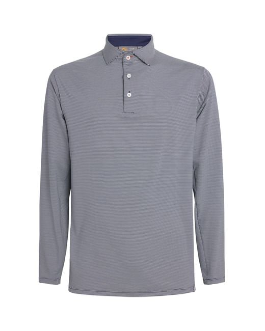 Kjus Blue Stripe Soren Long-Sleeve Polo Shirt for men