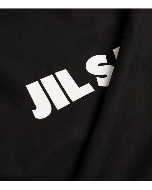 Jil Sander Black Cotton Logo Print Overcoat for men
