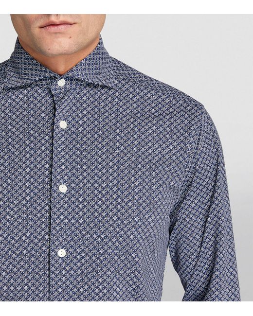 Eton of Sweden Blue Printed Four-way Stretch Shirt for men