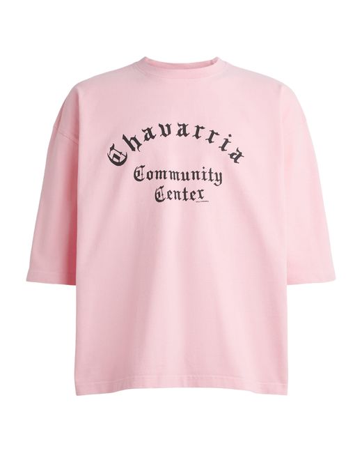 Willy Chavarria Pink Cotton Community Centre T-Shirt for men
