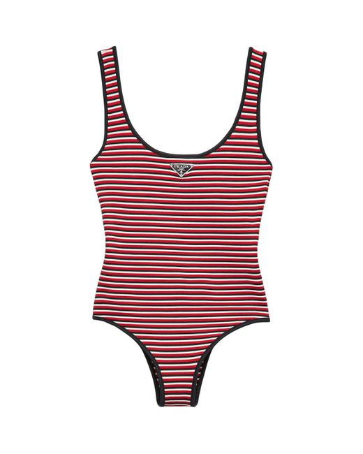 Prada Red Stripe Triangle Swimsuit