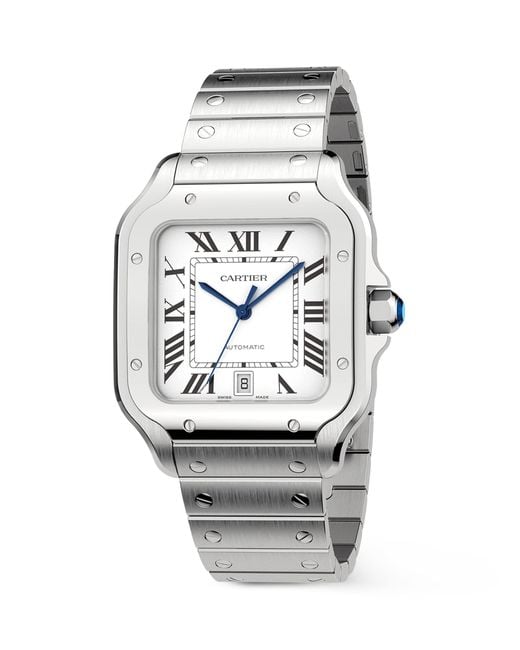 Cartier Gray Large Steel Santos De Watch for men