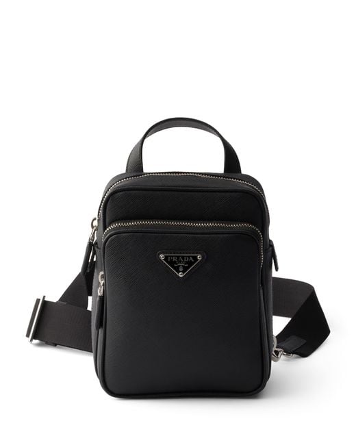 Prada Black Mini Saffiano Leather One-Shoulder Backpack for men