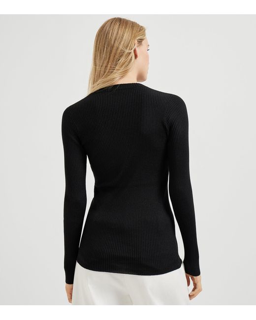 Brunello Cucinelli Black Cashmere-Blend Sparkle Sweater