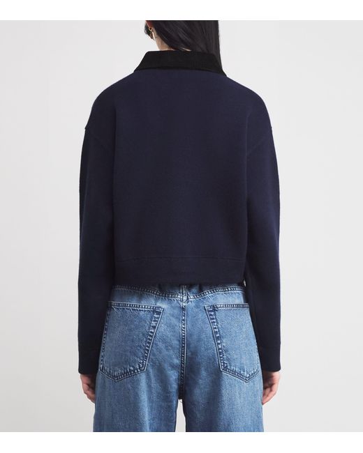 Claudie Pierlot Blue Corduroy-Collar Cardigan