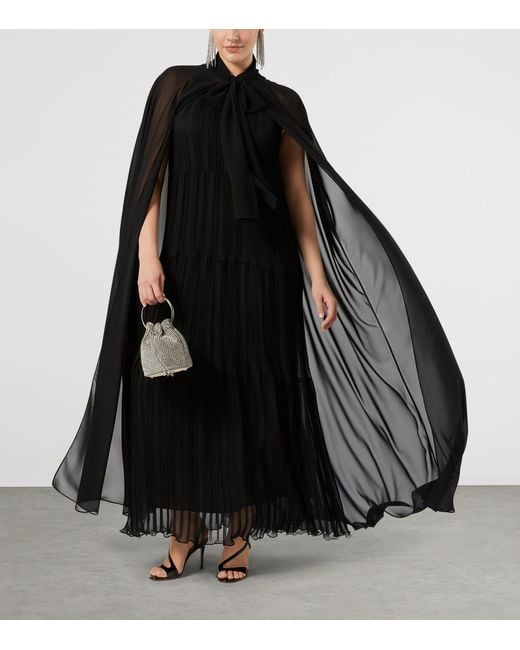 Marina Rinaldi Black Chiffon Tie-Neck Cape