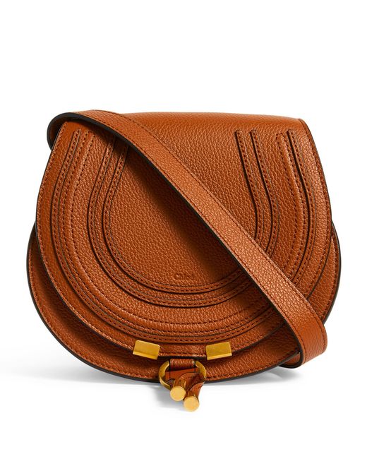 Chloé Brown Small Leather Marcie Saddle Bag