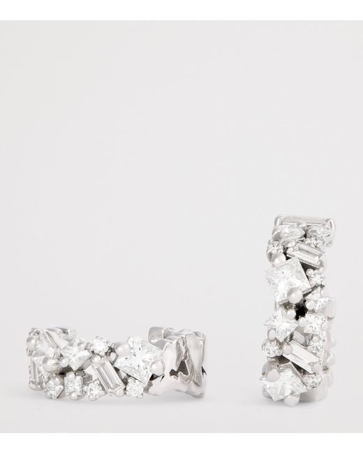 Suzanne Kalan Metallic And Diamond La Fantaisie Hoop Earrings