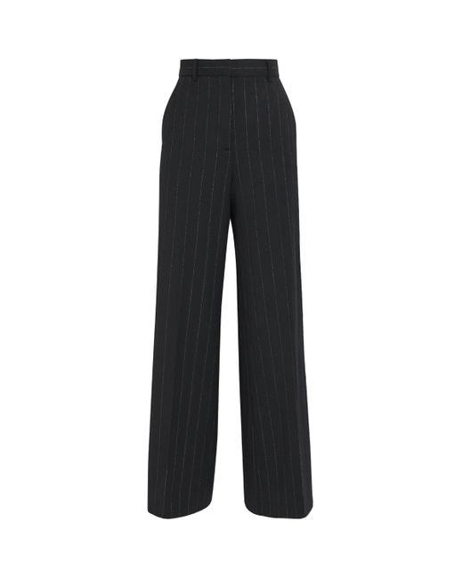 ME+EM Black Metallic Pinstripe Tailored Trousers