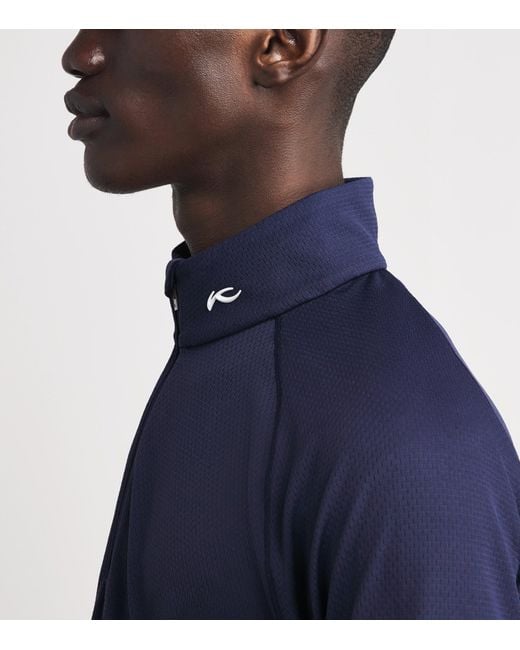 Kjus Blue Pima Cotton Hollow Half-Zip Top for men