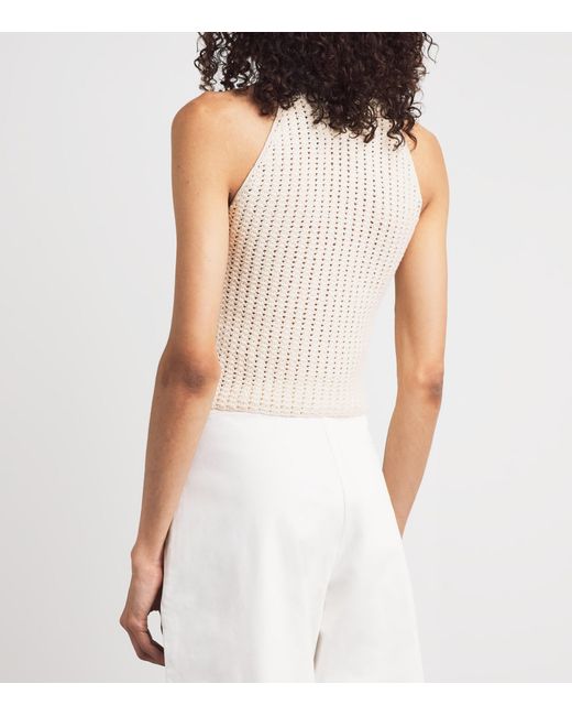 Escvdo White Crochet Reflejo Halter Top