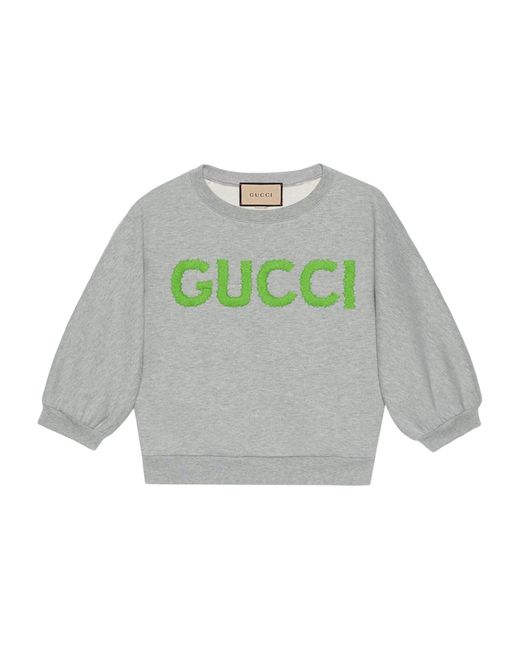 Gucci Gray Cropped Logo Sweatshirt