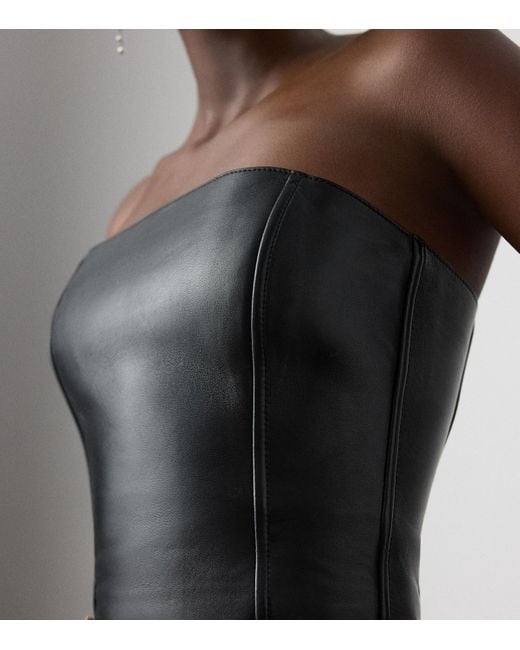 Ralph Lauren Black Lambskin Gwyneth Bustier