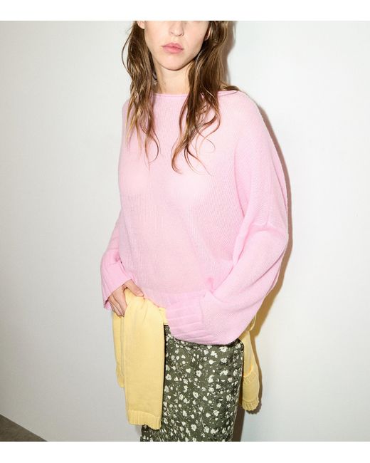 MAX&Co. Pink Wool-Blend Boat-Neck Sweater