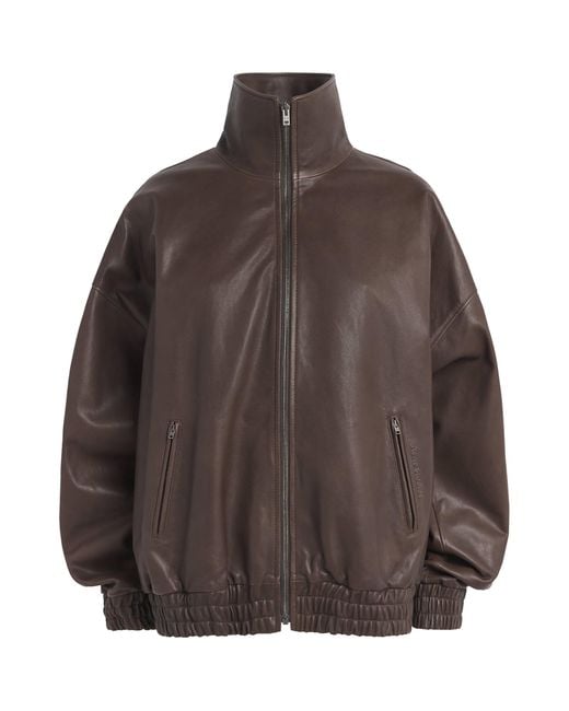 Acne Brown Leather Bomber Jacket