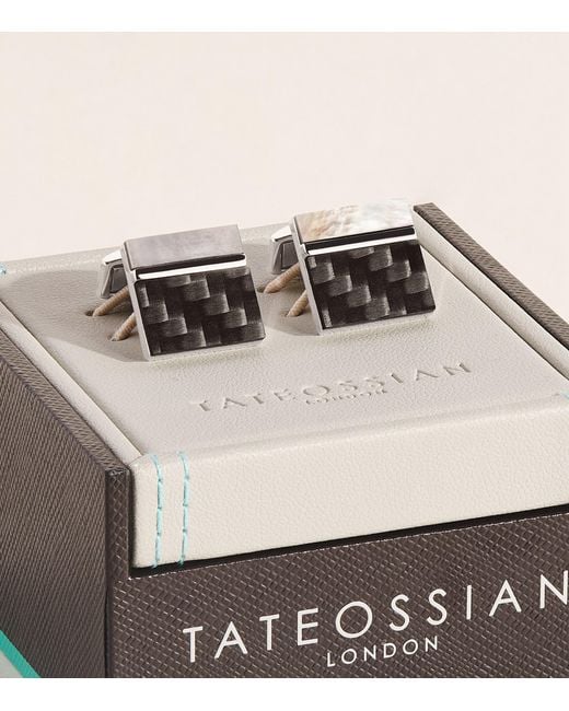 Tateossian Natural Mother-Of-Pearl And Carbon Mosaic Cufflinks for men