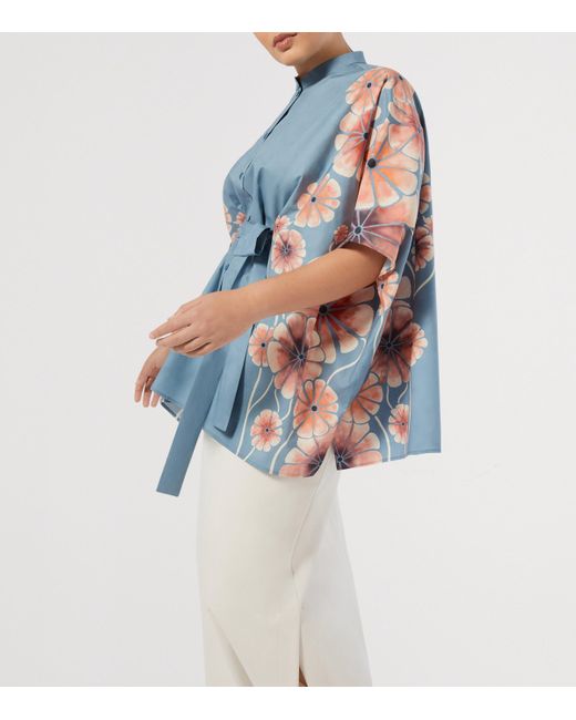 Marina Rinaldi Blue X Maccapani Cotton Printed Astro Blouse