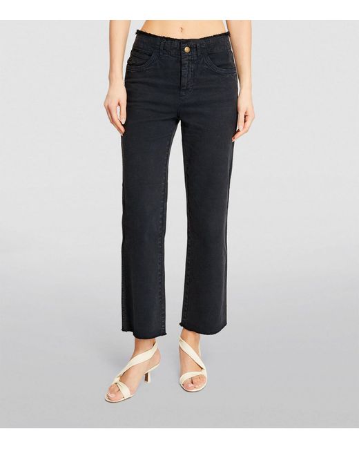 MAX&Co. Blue Frayed-detail Straight Jeans