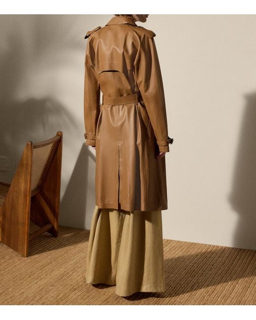 Ralph Lauren Brown Lambskin Niles Trench Coat