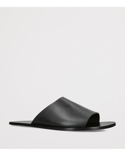 The Row Black Hugh Suede Slides for men