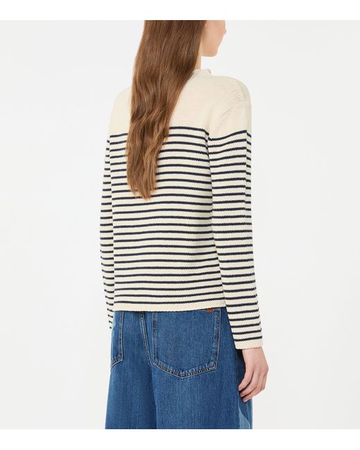 Weekend by Maxmara Black Cotton-Blend Stripe Sweater