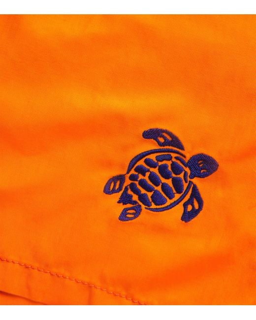 Vilebrequin Orange Embroidered Moka Swim Shorts for men