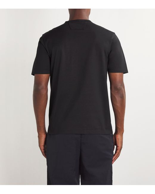 C P Company Black Cotton Radar Logo T-Shirt for men