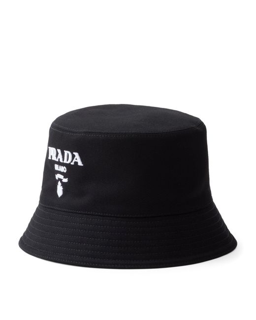 Prada Black Cotton Drill Bucket Hat