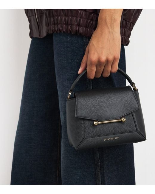 Strathberry Black Nano Leather Mosaic Top-Handle Bag