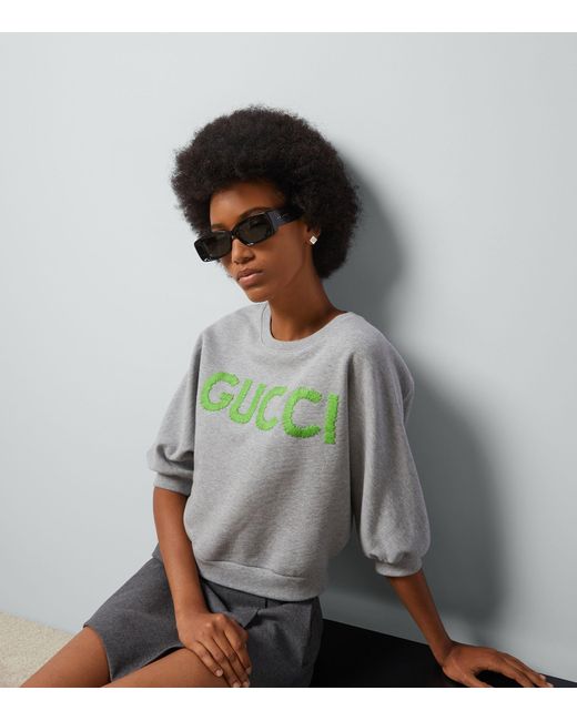 Gucci Gray Cropped Logo Sweatshirt