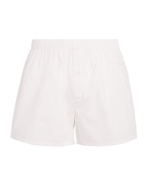 Hanro White Woven Plain Boxer Shorts for men