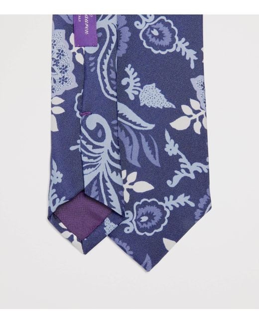 Ralph Lauren Blue Silk Paisley Print Tie for men