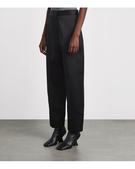 Source Unknown Black Satin Wide-Leg Tuxedo Trousers