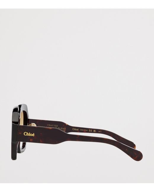 Chloé Brown Oversized Rectangle Sunglasses