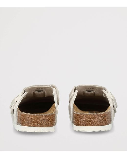 Birkenstock White Suede Boston Clogs