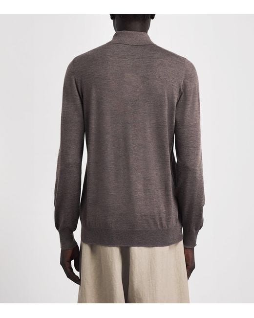 Johnstons Brown Superfine Cashmere Polo Shirt for men