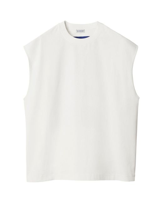Burberry White Cotton Ekd Sleeveless T-shirt for men