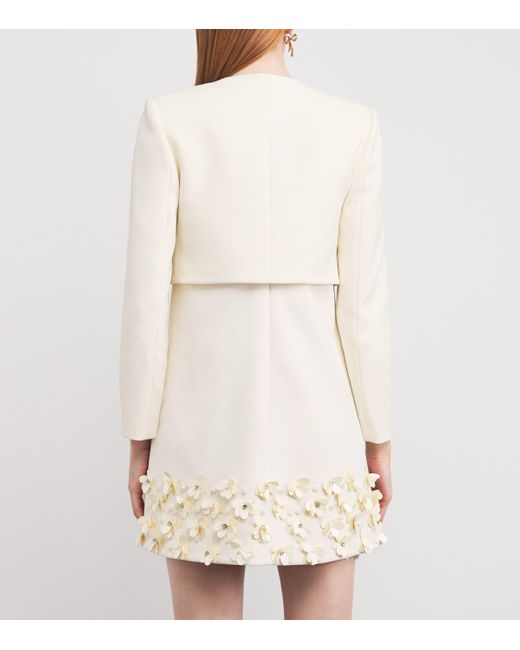 Self-Portrait White Cropped Sequinned Jacket