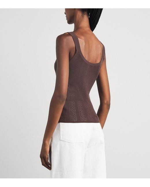Sandro Brown Pointelle Bow-Detail Tank Top