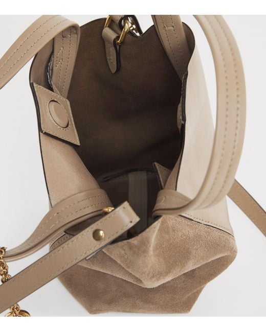 Chloé Natural Small Leather-Suede Spin Tote Bag