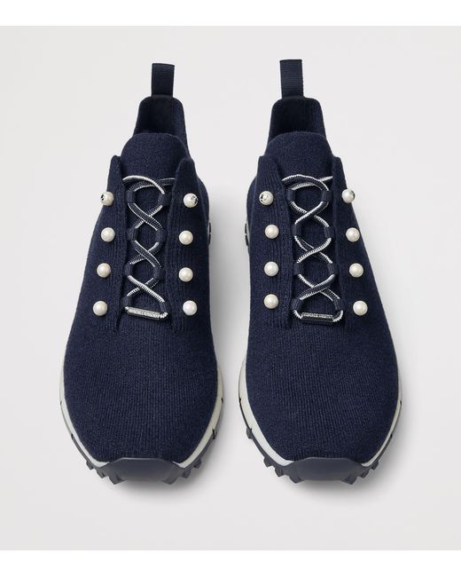 Jimmy Choo Blue Veles Cashmere Sneakers
