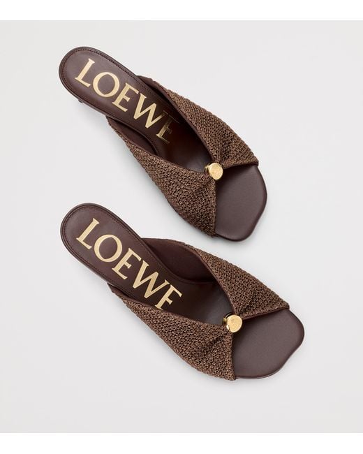 Loewe Brown X Paula's Ibiza Woven Pebble Heeled Sandals 45