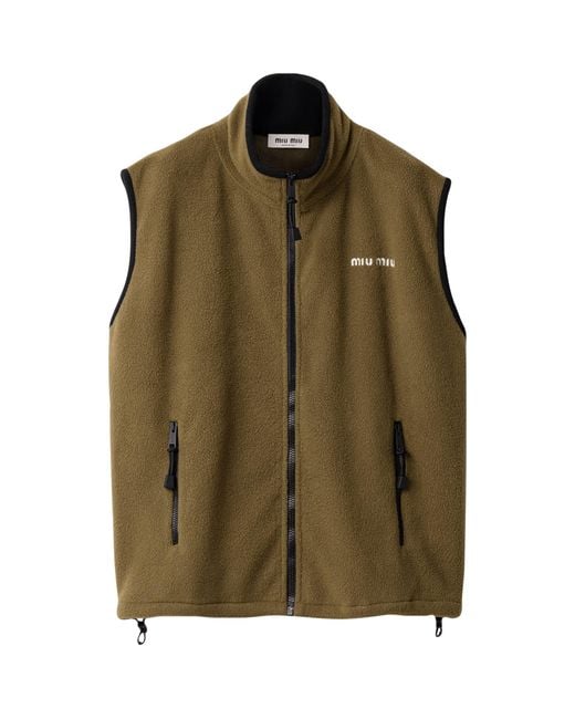 Miu Miu Green Fleece Jersey Gilet