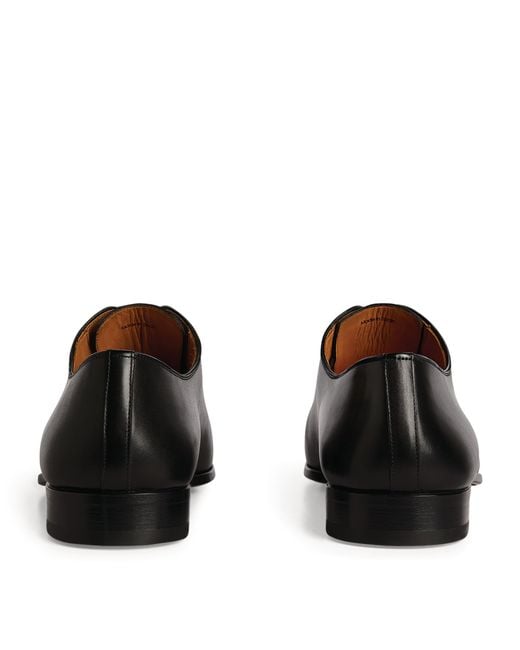 Magnanni Shoes Black Leather Wholecut Oxford Shoes for men