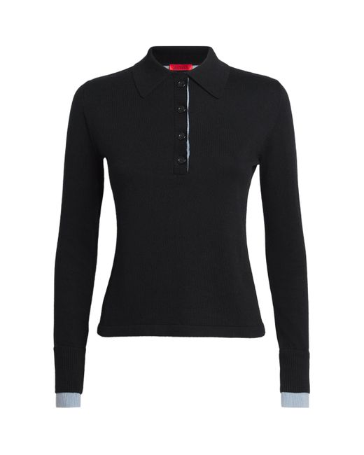 MAX&Co. Black Cotton-Cashmere Polo Sweater