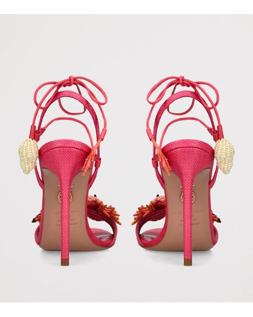Aquazzura Red Raffia Marea Slingback Sandals