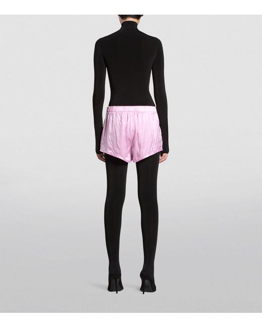 Balenciaga Pink Silk Running Shorts